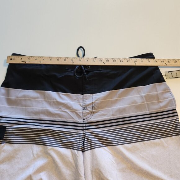 George At The Knee Swim Trunks Grey Black Striped Mens 2XL (44-46) NEW‎ NWT - Picture 7 of 12